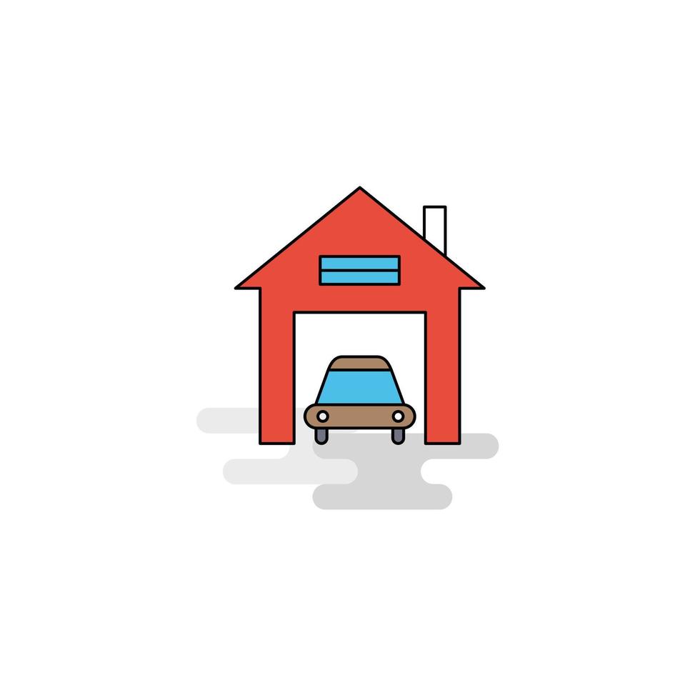 Flat House garage Icon Vector