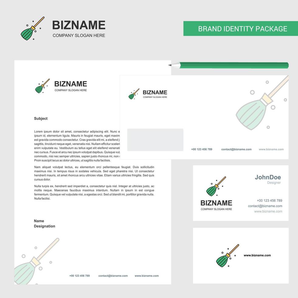 Broom Business Letterhead Envelope and visiting Card Design vector template