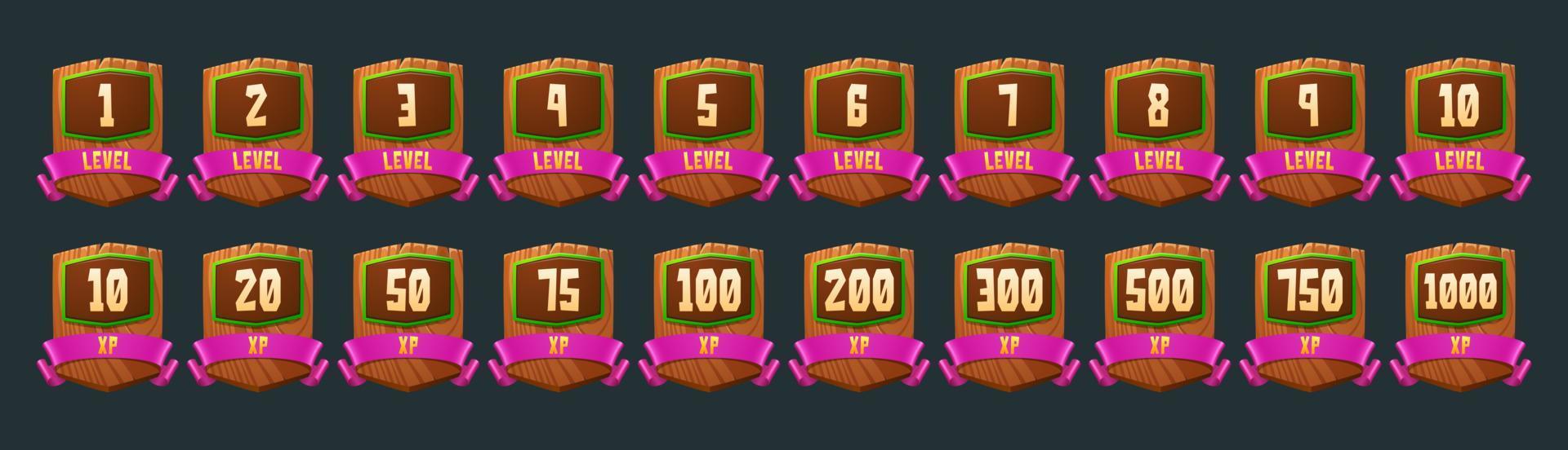 Set of game level ui icons for rpg experience vector