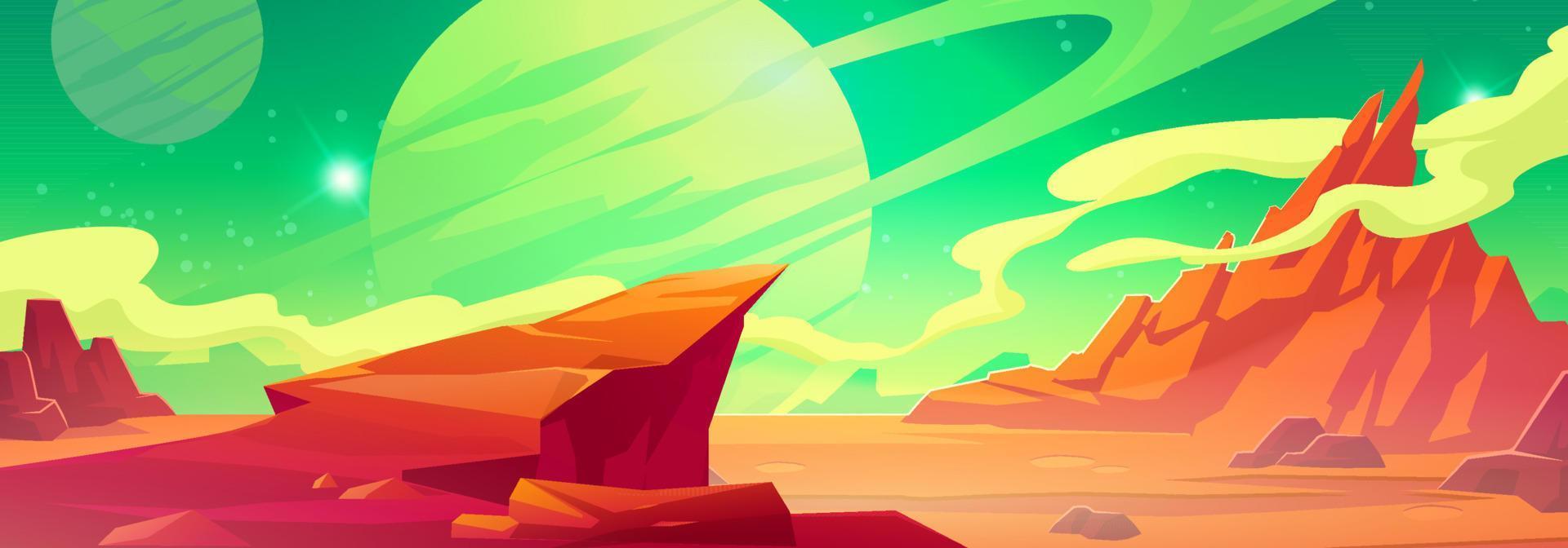 Mars landscape, alien planet, martian background vector