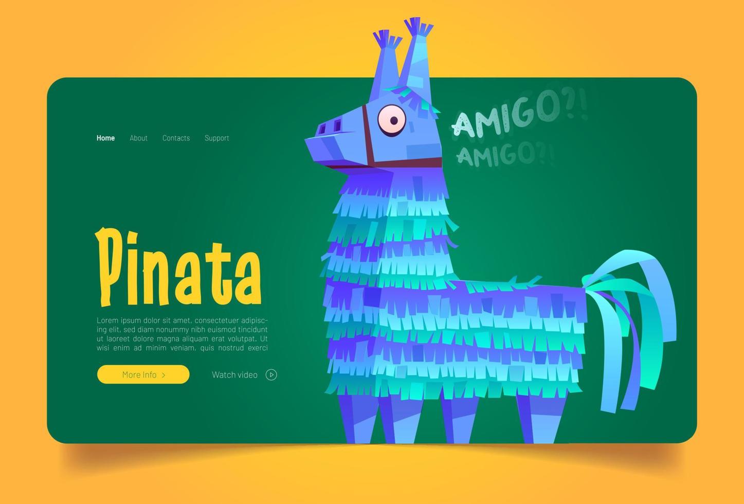Pinata banner with cute blue donkey toy vector