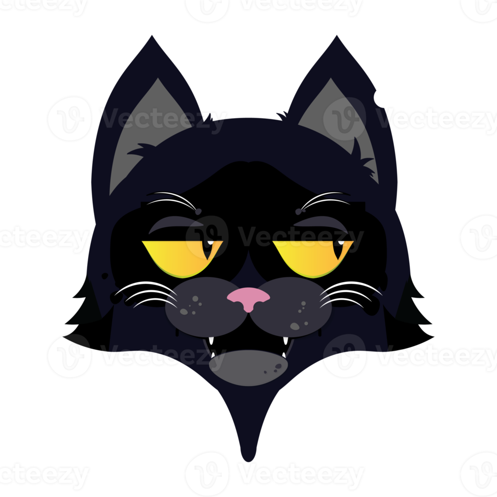 black cat doubt face cartoon cute png