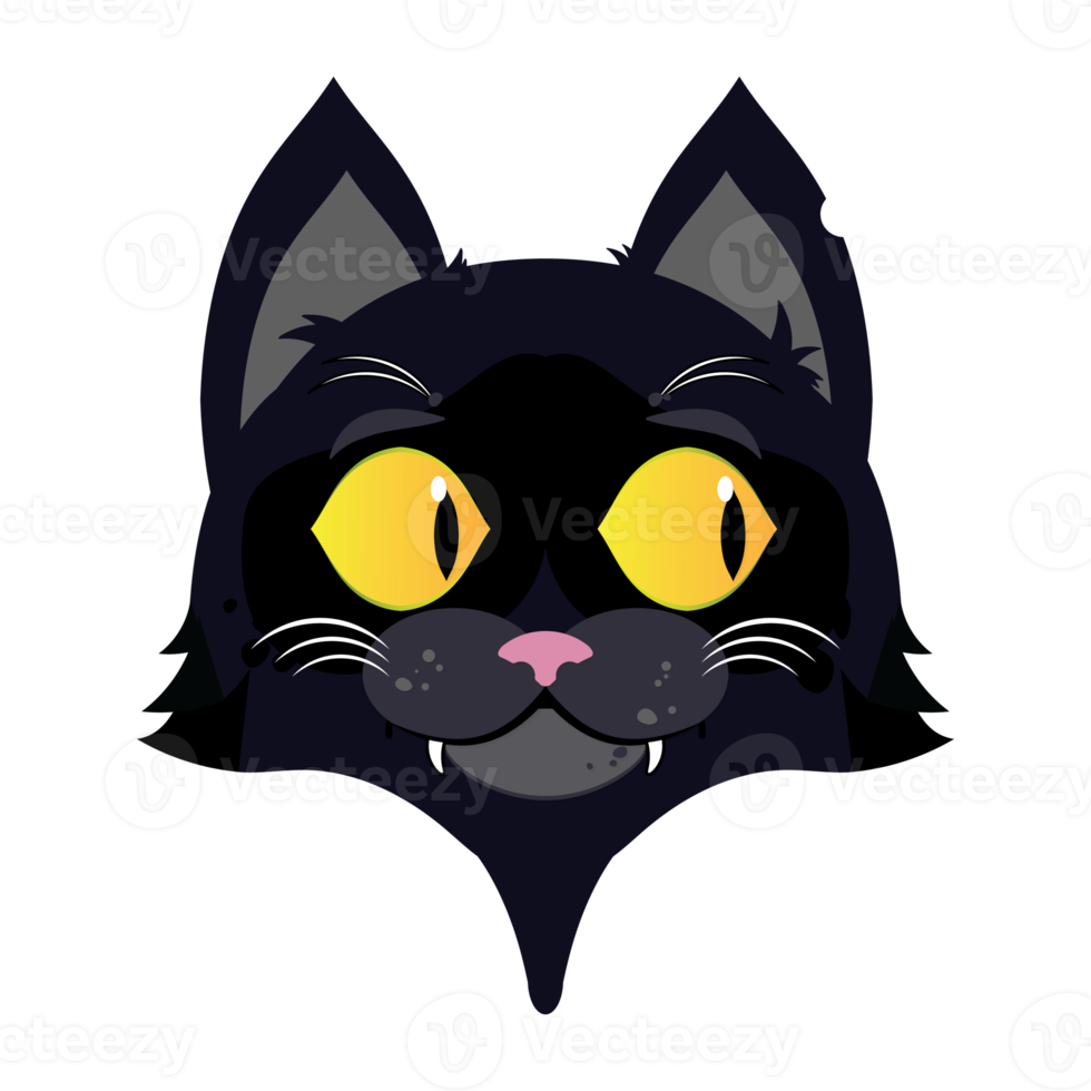 black cat doubt face cartoon cute png