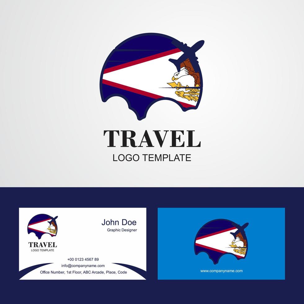 logotipo de la bandera de samoa americana de viaje y diseño de tarjeta de visita vector