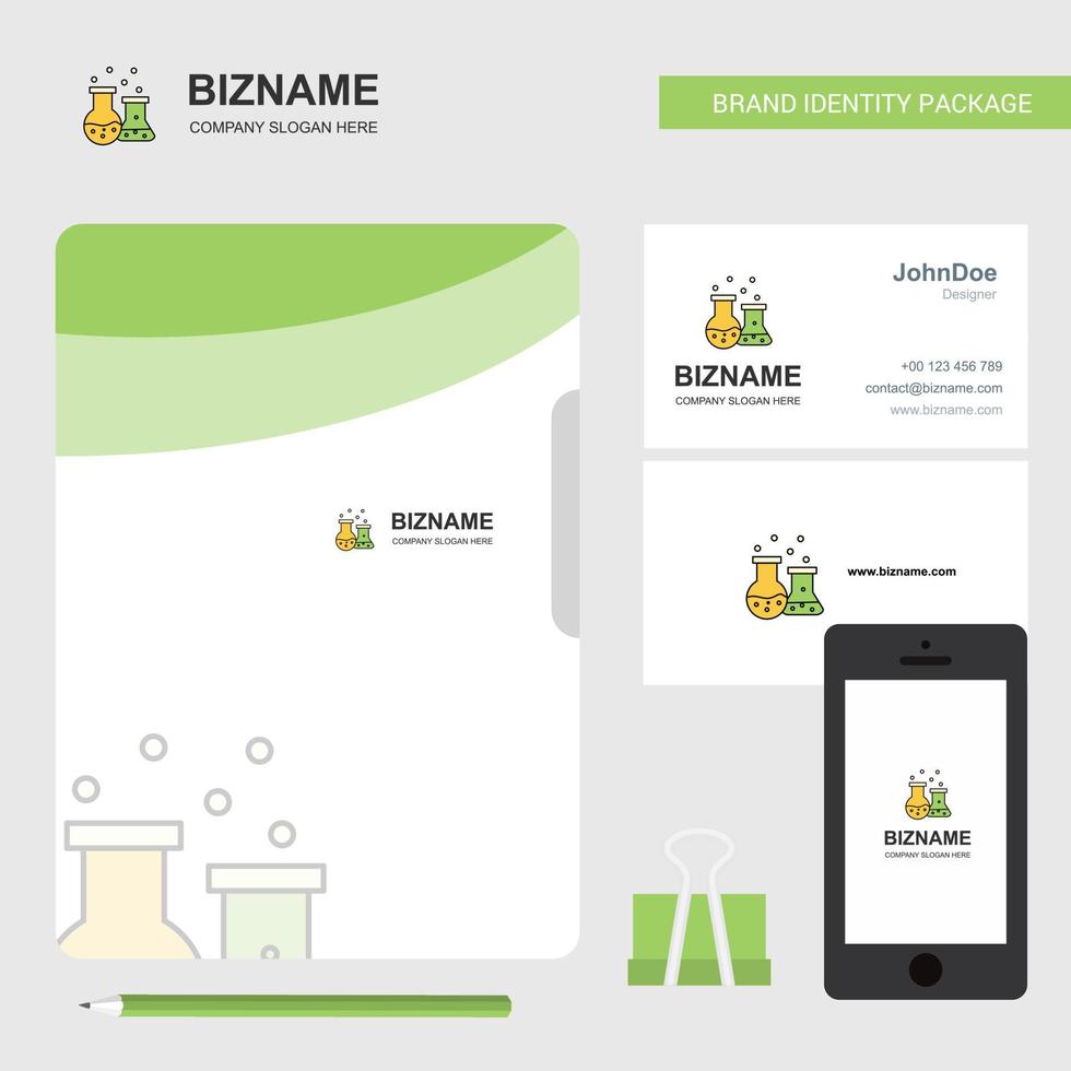 Chemical flask Business Logo File Cover Visiting Card and Mobile App Design Vector Illustration