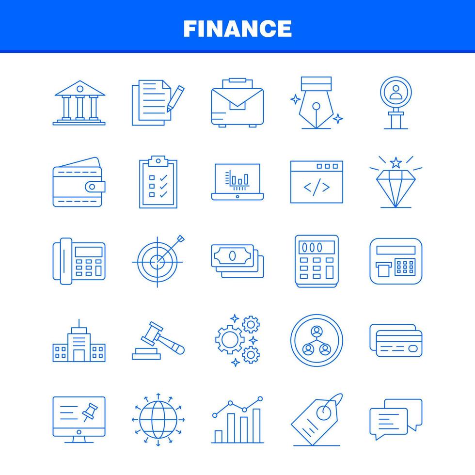 Finance Line Icons Set For Infographics Mobile UXUI Kit And Print Design Include Computer Pin Text Finance Search Research Finance Man Icon Set Vector