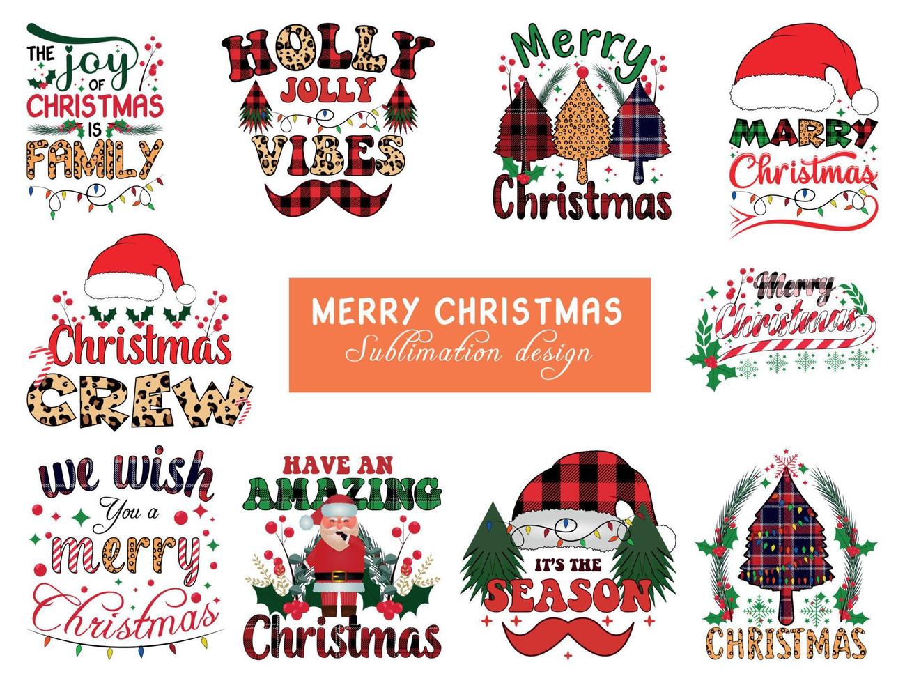Merry Christmas sublimation design bundle vector