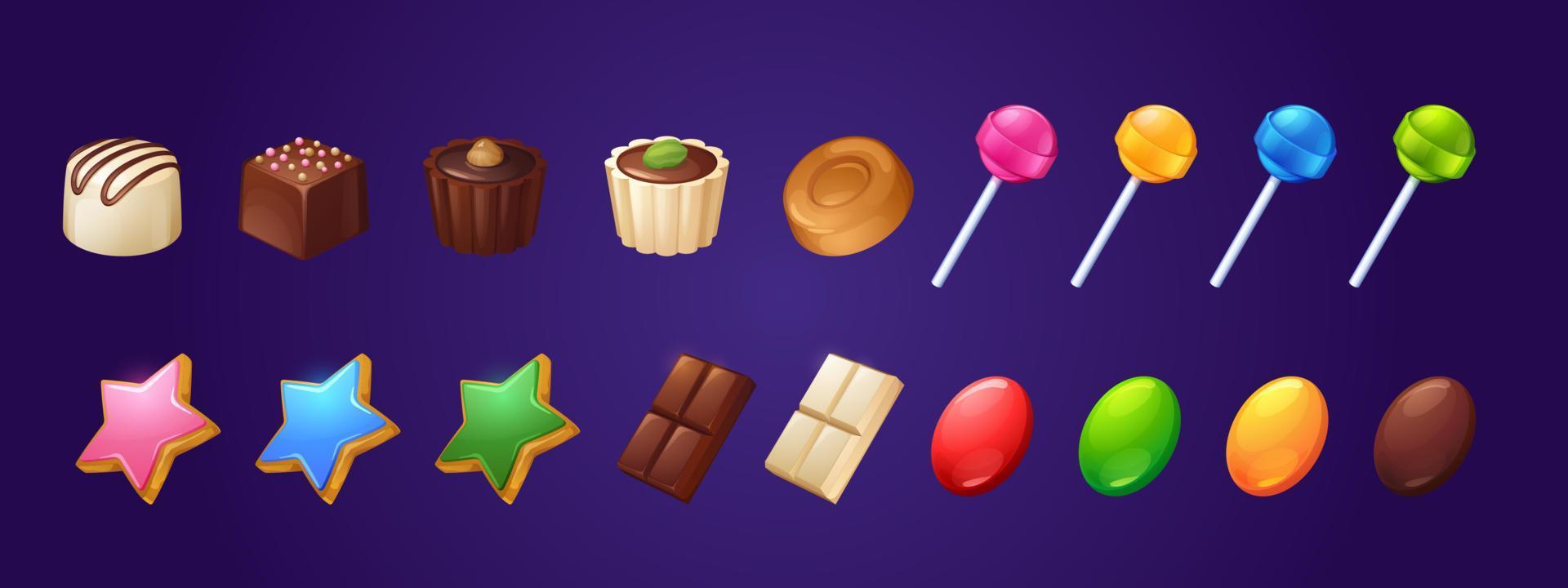 Set of sweets and bakery desserts, assortment vector
