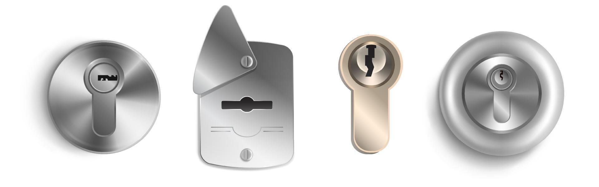 Keyhole templates, round and rectangular key holes vector