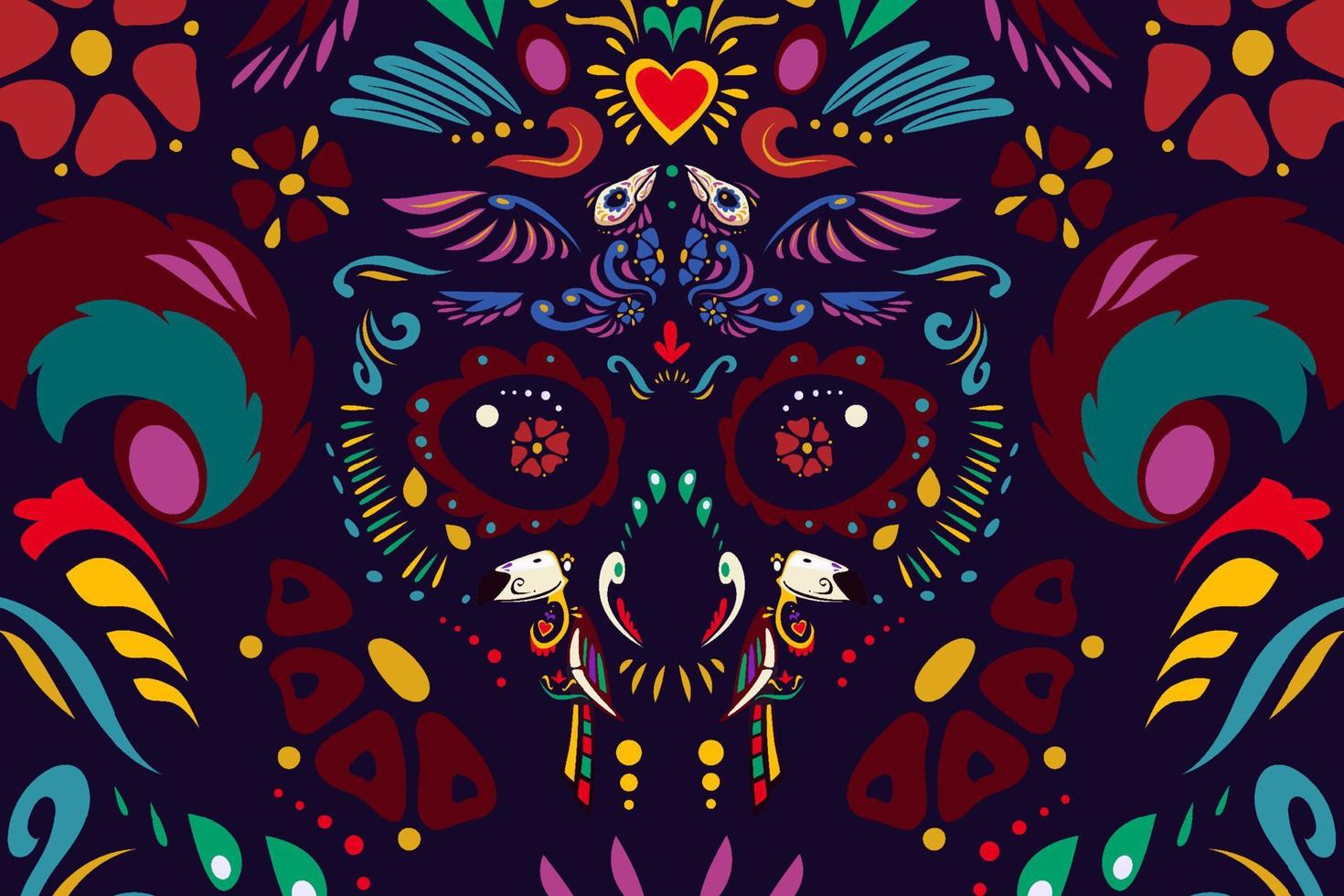 Dia de los muertos cartoon ornament, background vector