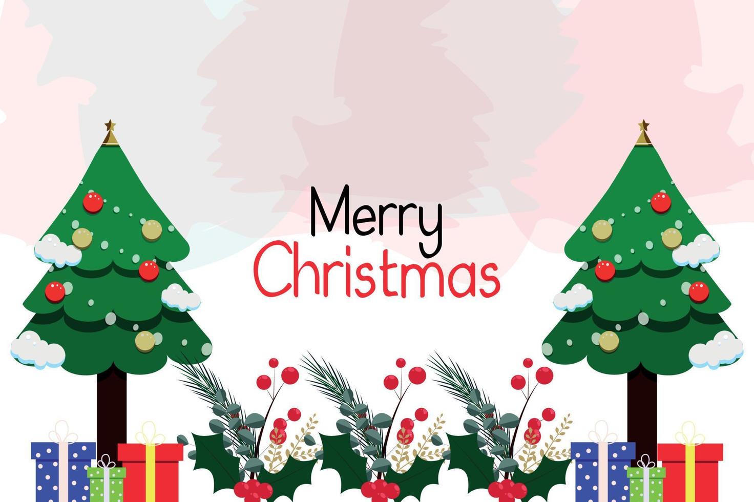 Merry Christmas floral Background with Christmas tree vector