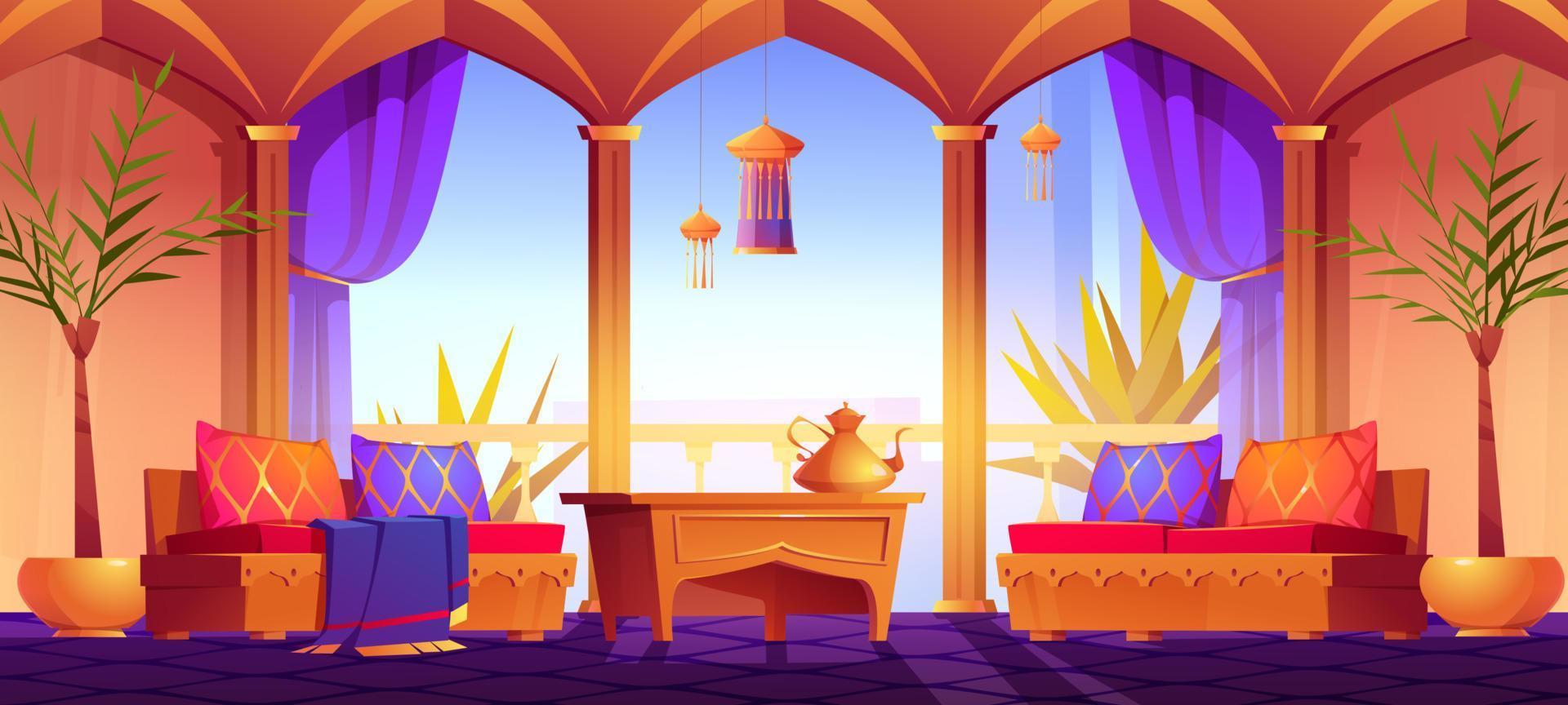 Living room interior in arabic style vector