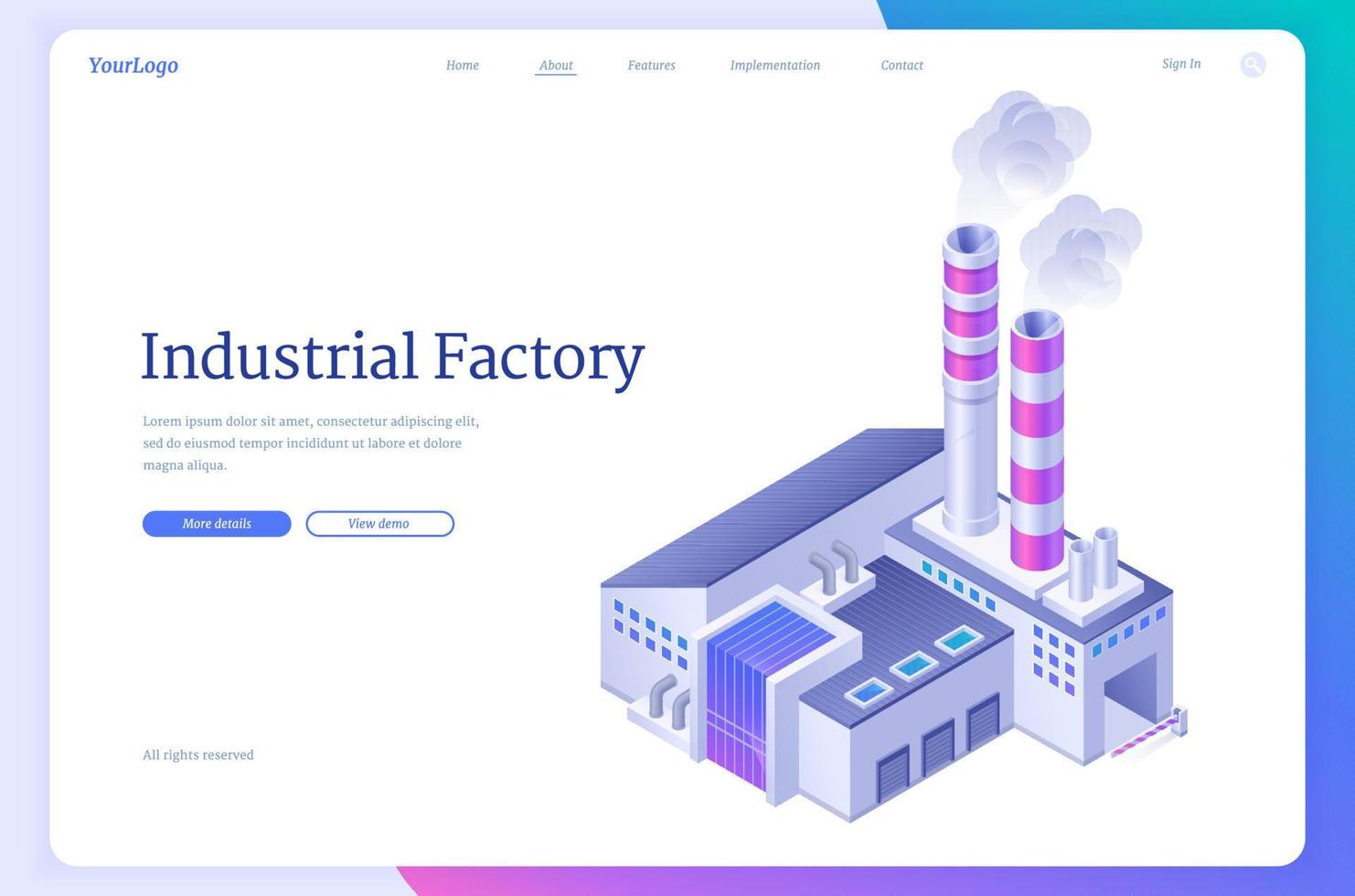 Industrial factory, power station, manufactory vector