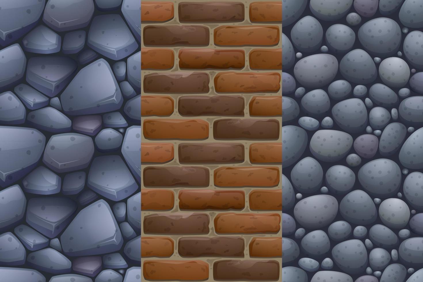 Game texture stone, pebbles and brick wall graphic vector