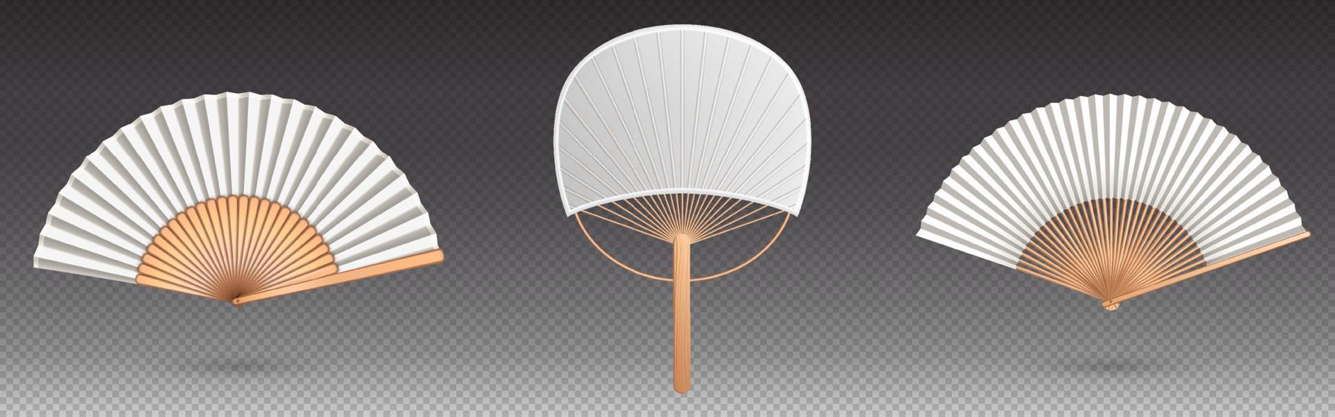 Chinese hand fan isolated handheld souvenir mockup vector