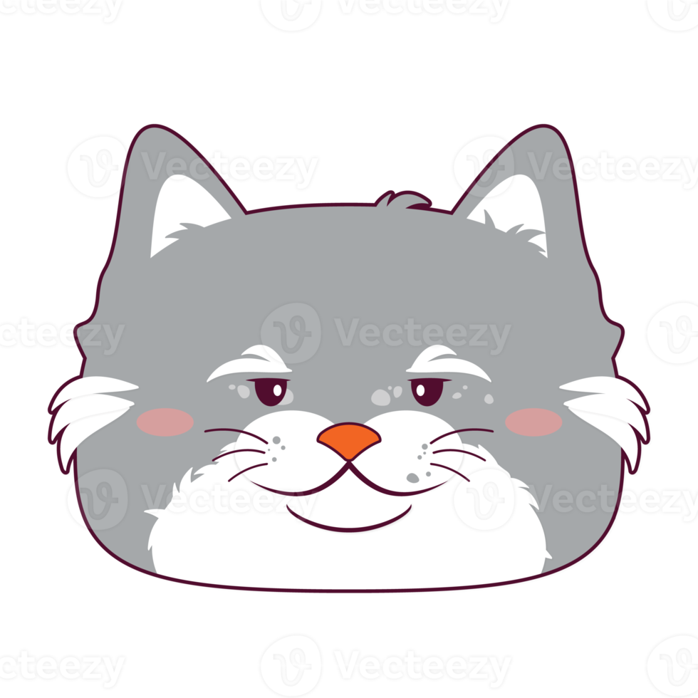 chat ennuyé visage dessin animé mignon png