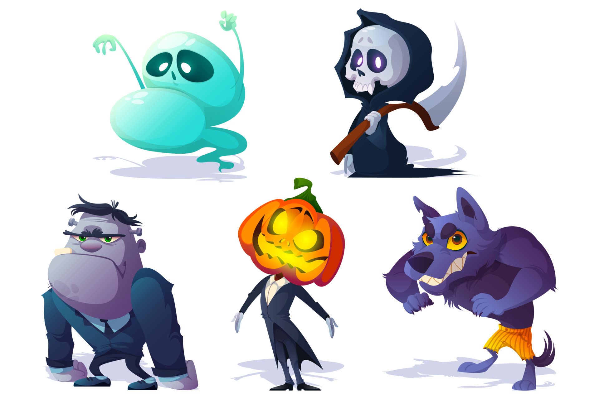 Scary Halloween characters and monsters 14320499 Vector Art at Vecteezy