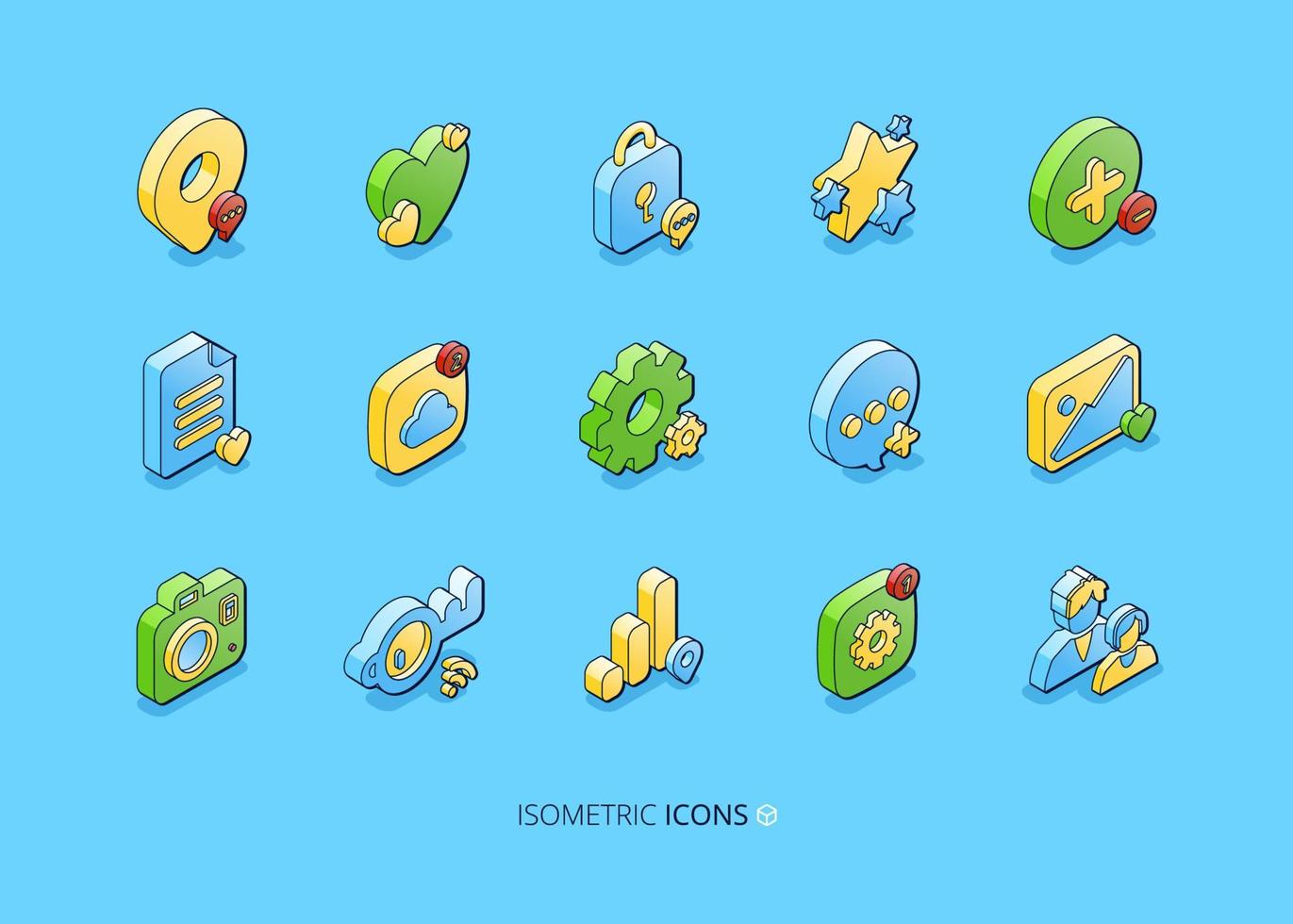 Set of social media isometric icons smm 3d symbols vector