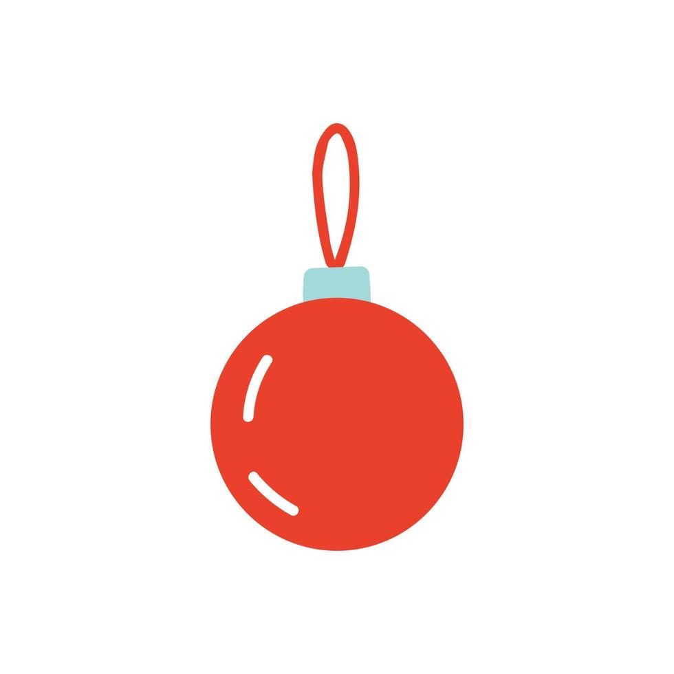 Red Christmas ball flat style vector illustration