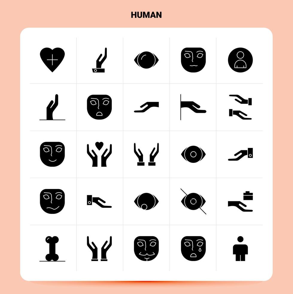 sólido 25 conjunto de iconos humanos diseño de estilo de glifo vectorial iconos negros conjunto web y diseño de ideas de negocios móviles ilustración vectorial vector