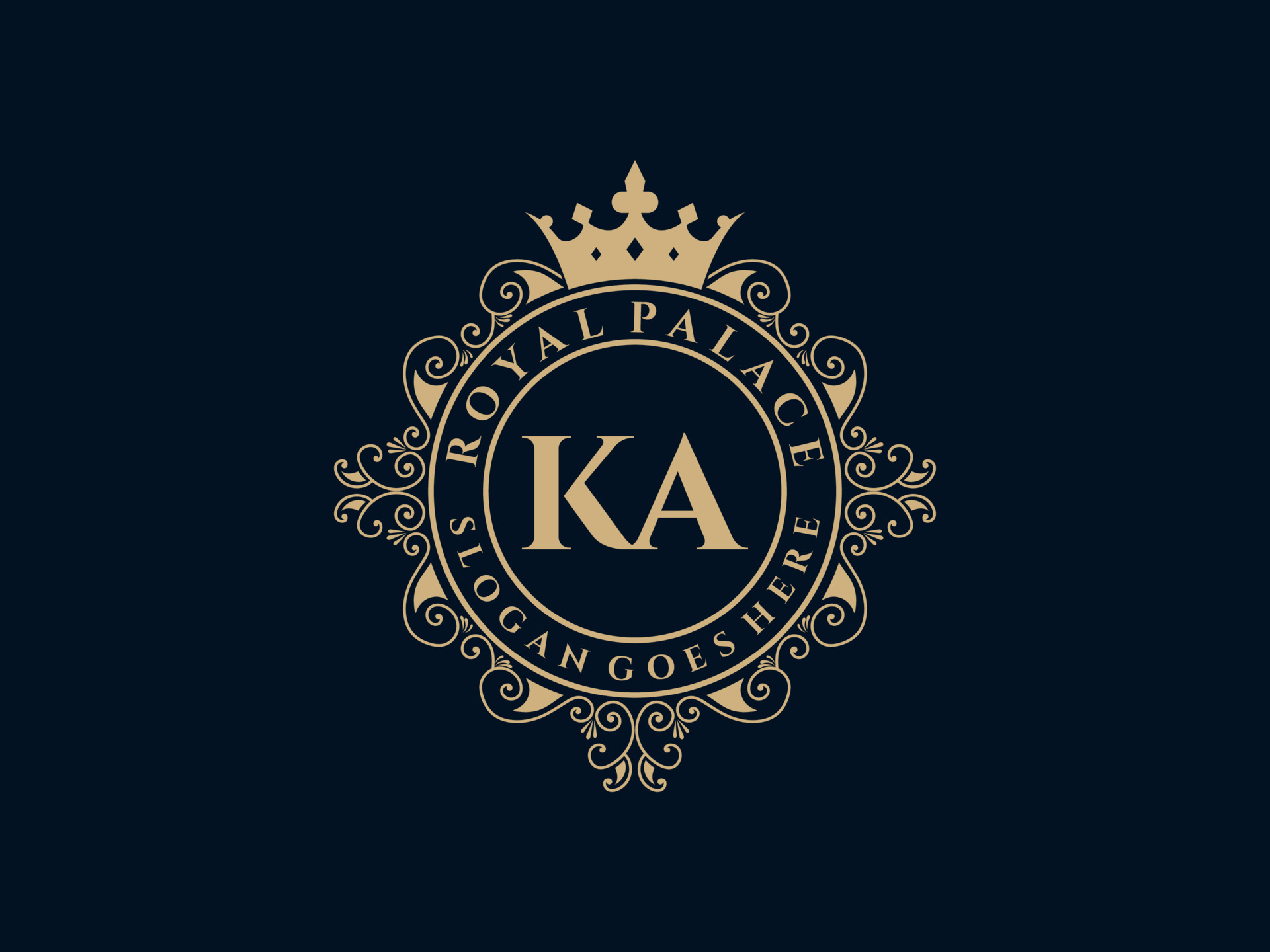 Letter KA Antique royal luxury victorian logo with ornamental frame