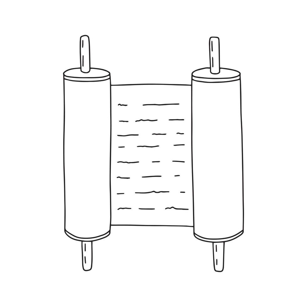 Hanukkah torah simple doodle illustration. Vector torah scroll isolated