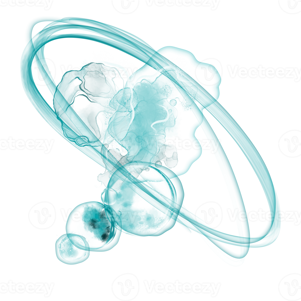 Abstract fluid art elements with bubbles and stains png