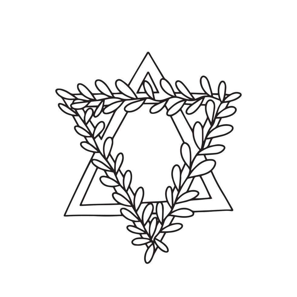 Vector doodle Star of David olive branches isolated
