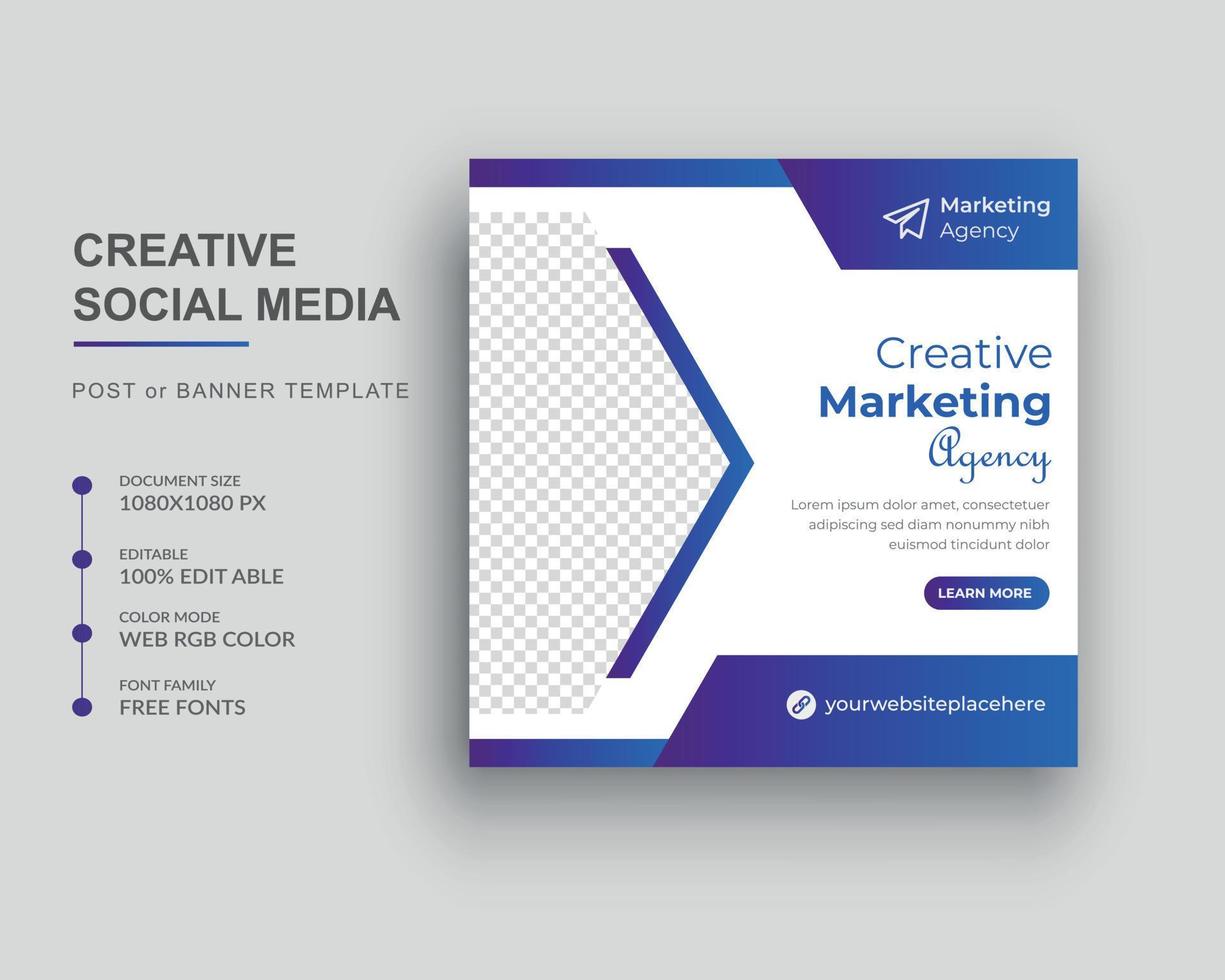 Digital marketing agency social media post and Square web banner template vector