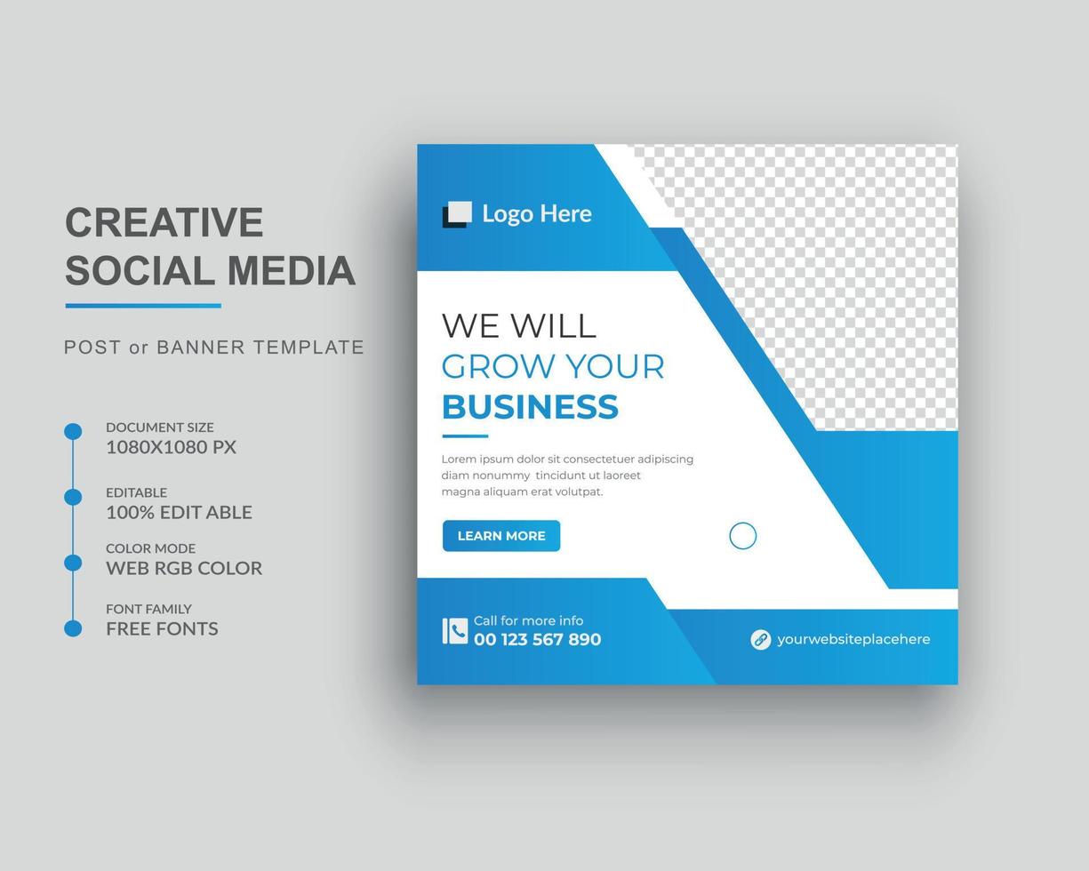 Digital marketing agency social media post and Square web banner template vector
