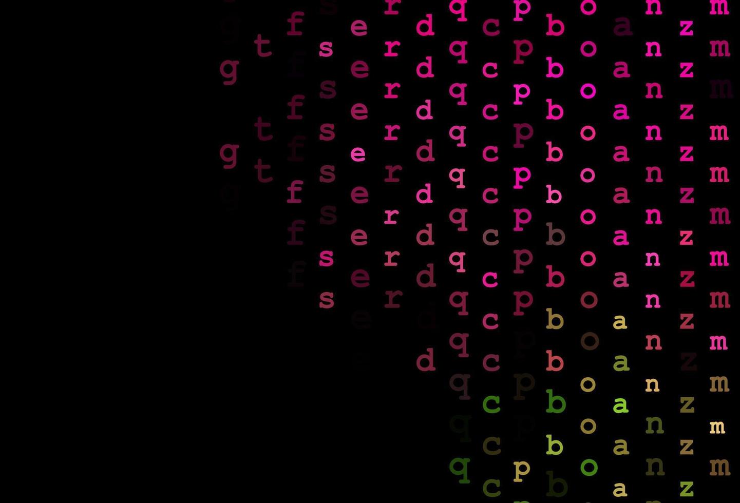 Dark pink, green vector pattern with ABC symbols.