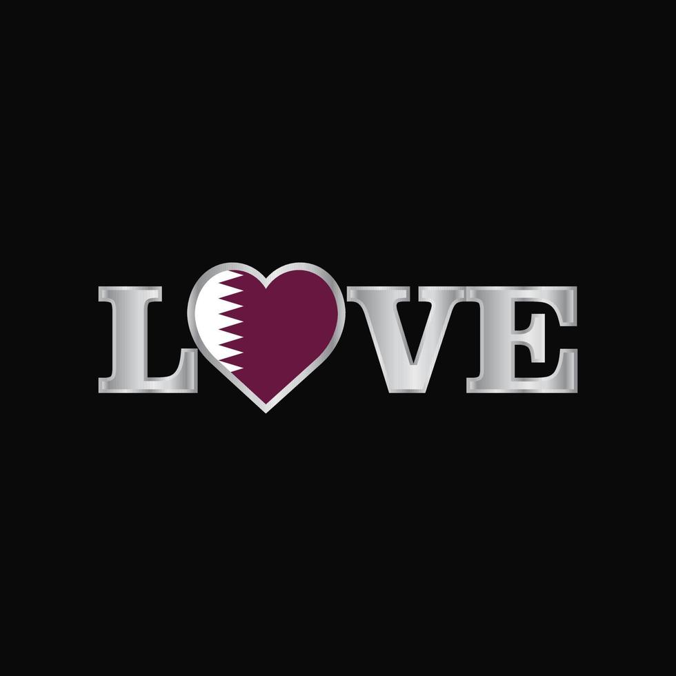 Love typography with Qatar flag design vector