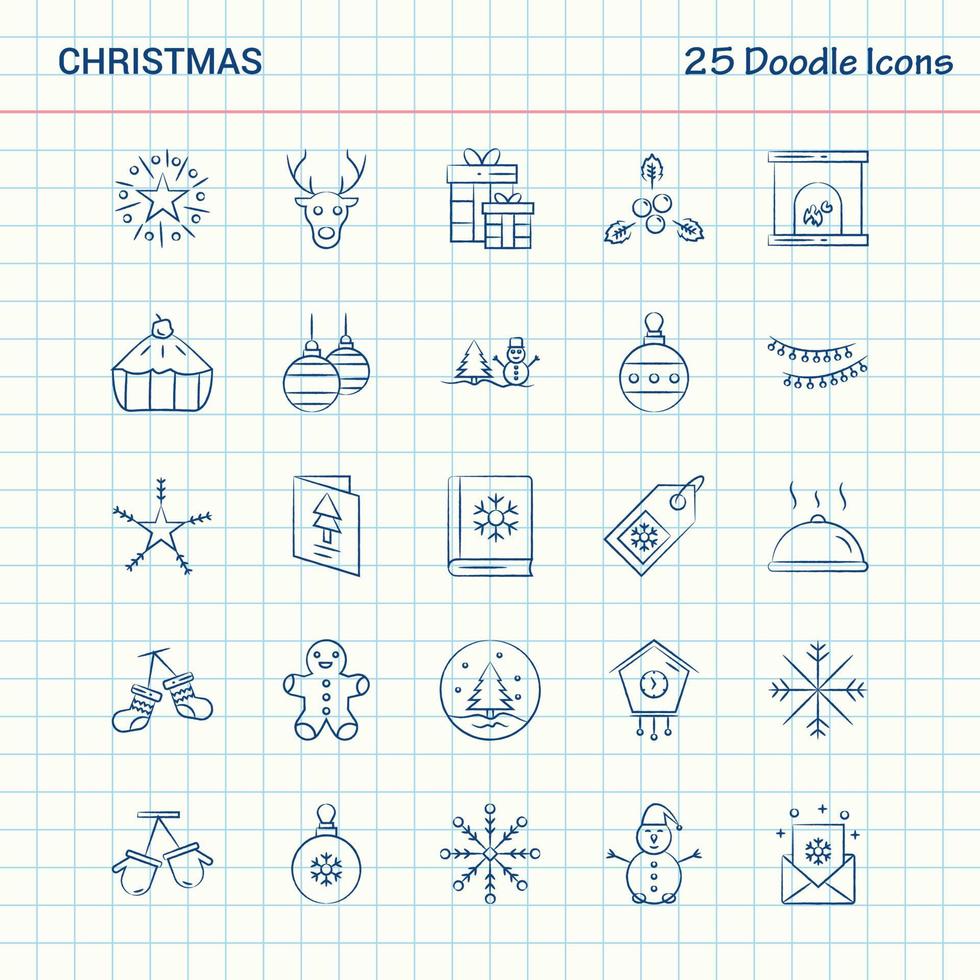 Christmas 25 Doodle Icons Hand Drawn Business Icon set vector