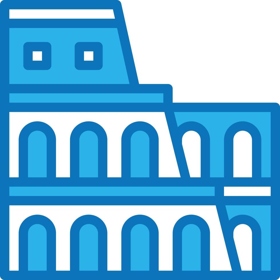 colosseum antique ancient fighting building - blue icon vector