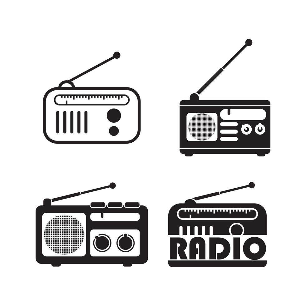 Ilustración de icono de vector de plantilla de logotipo de radio