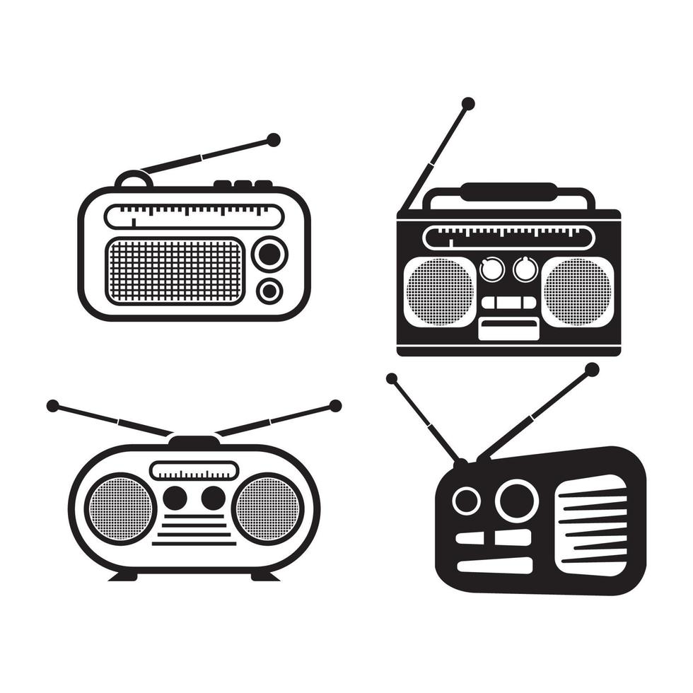 Ilustración de icono de vector de plantilla de logotipo de radio