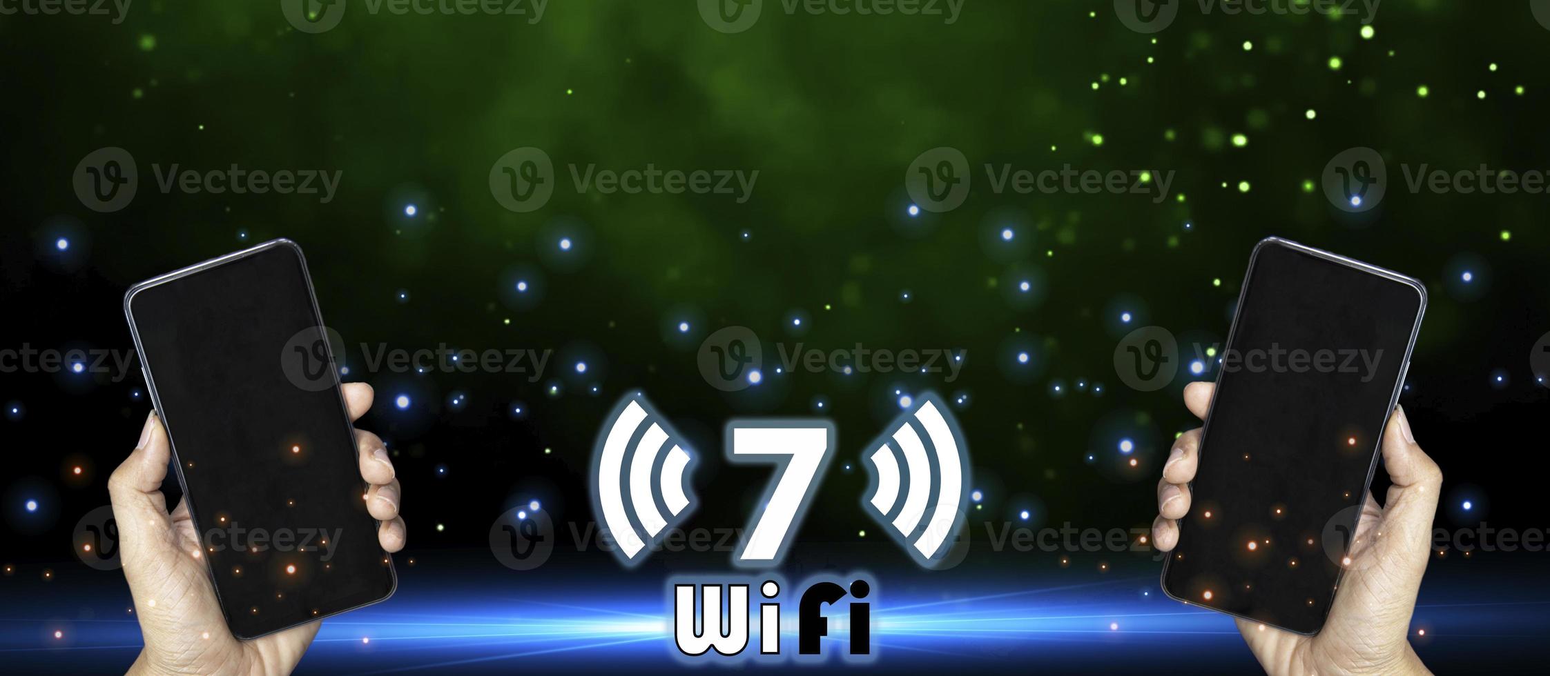 concept man using wifi technology 7 connected to the internet world with new technology photo