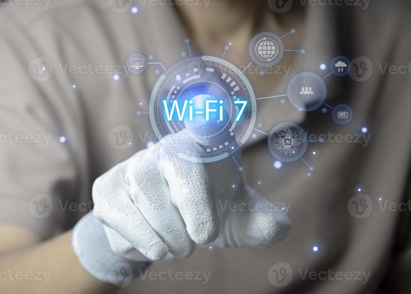 concept man using wifi technology 7 connected to the internet world with new technology photo