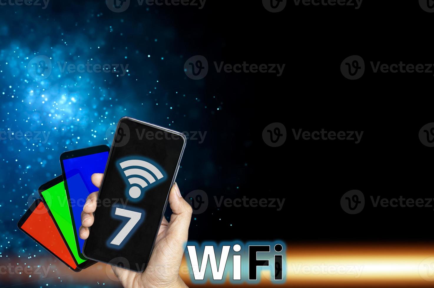 concept man using wifi technology 7 connected to the internet world with new technology photo