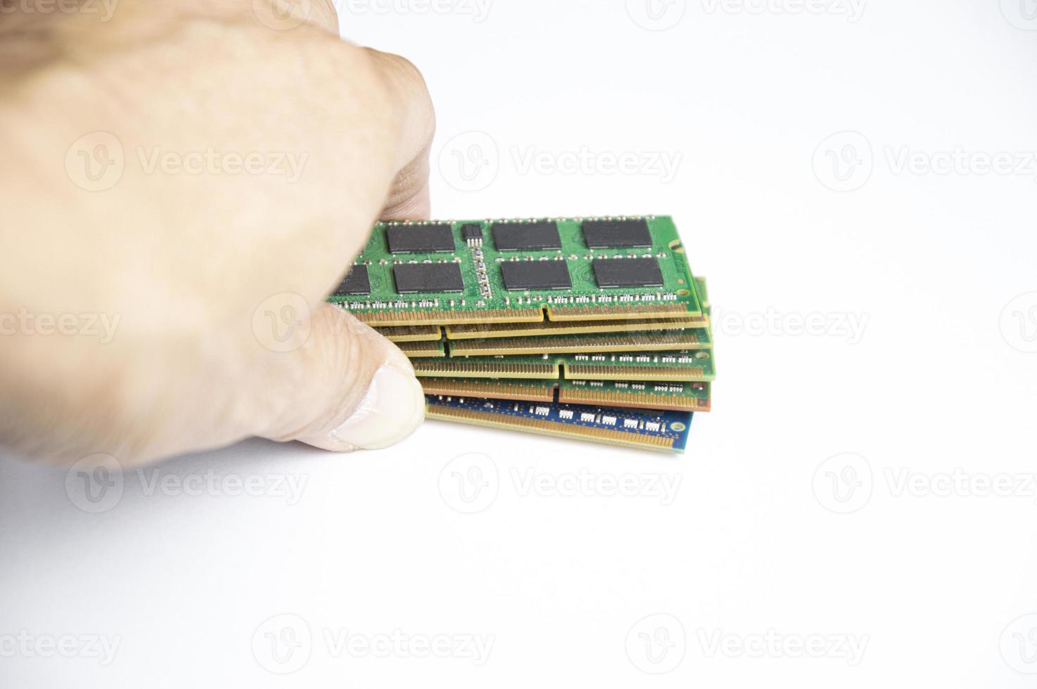 RAM is a hardware device. computer key, ram notebook on white background photo