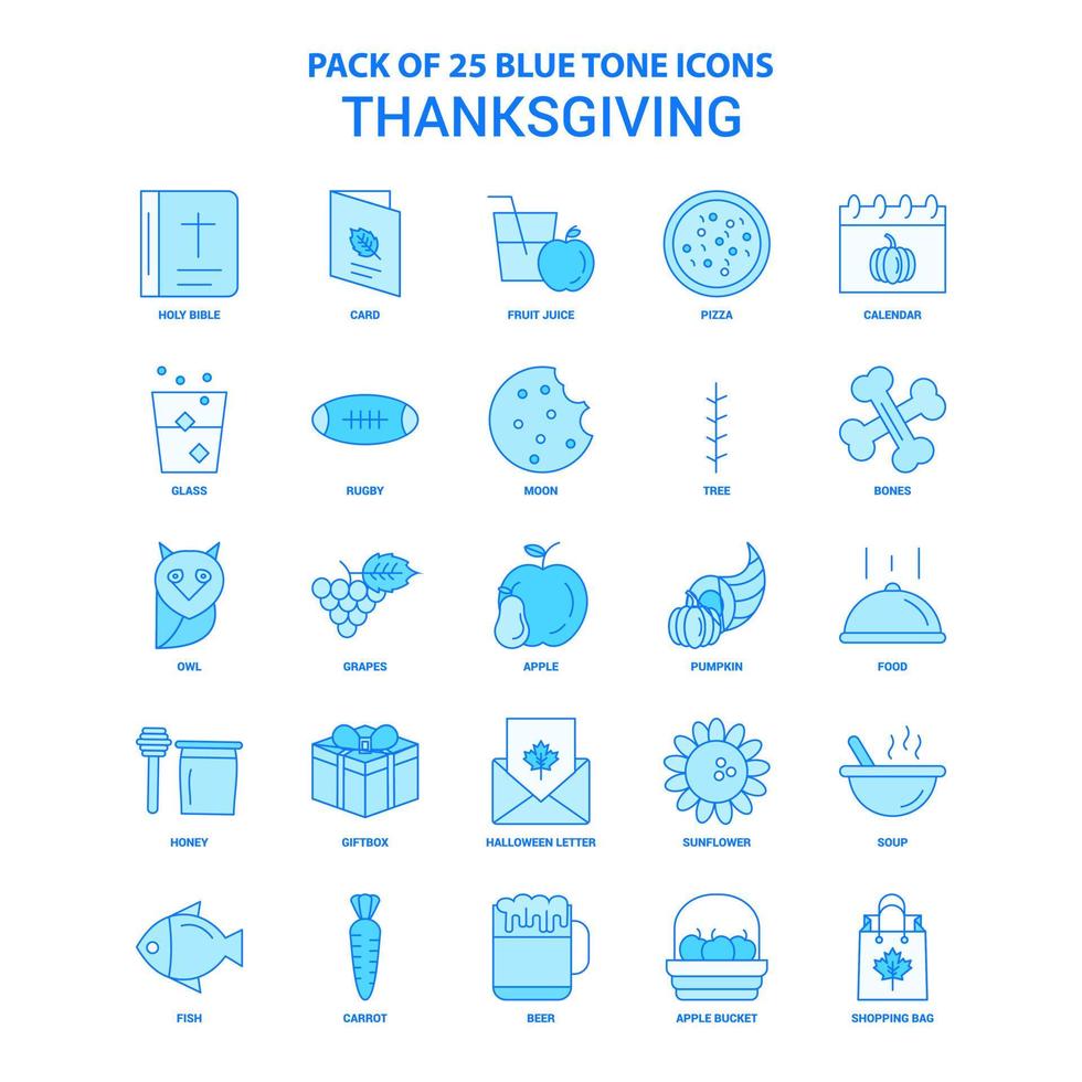 Thanksgiving Blue Tone Icon Pack 25 Icon Sets vector