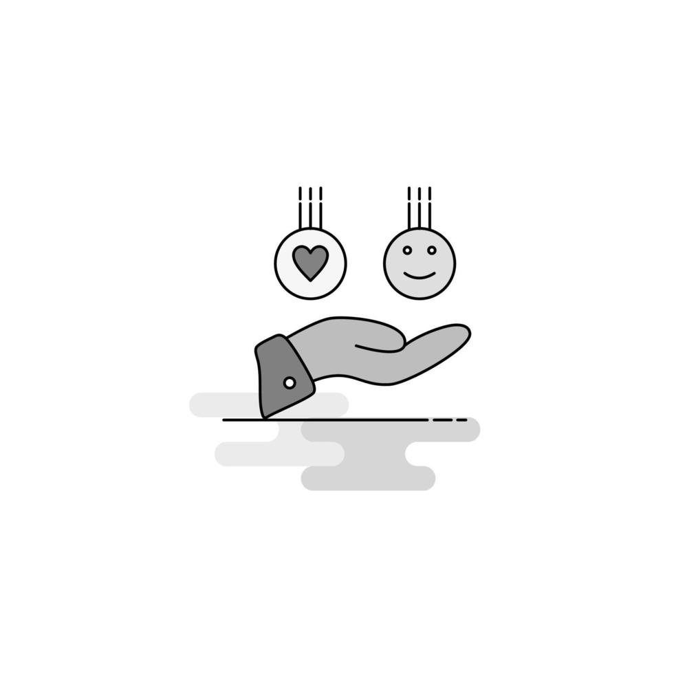 Emoji in hands Web Icon Flat Line Filled Gray Icon Vector