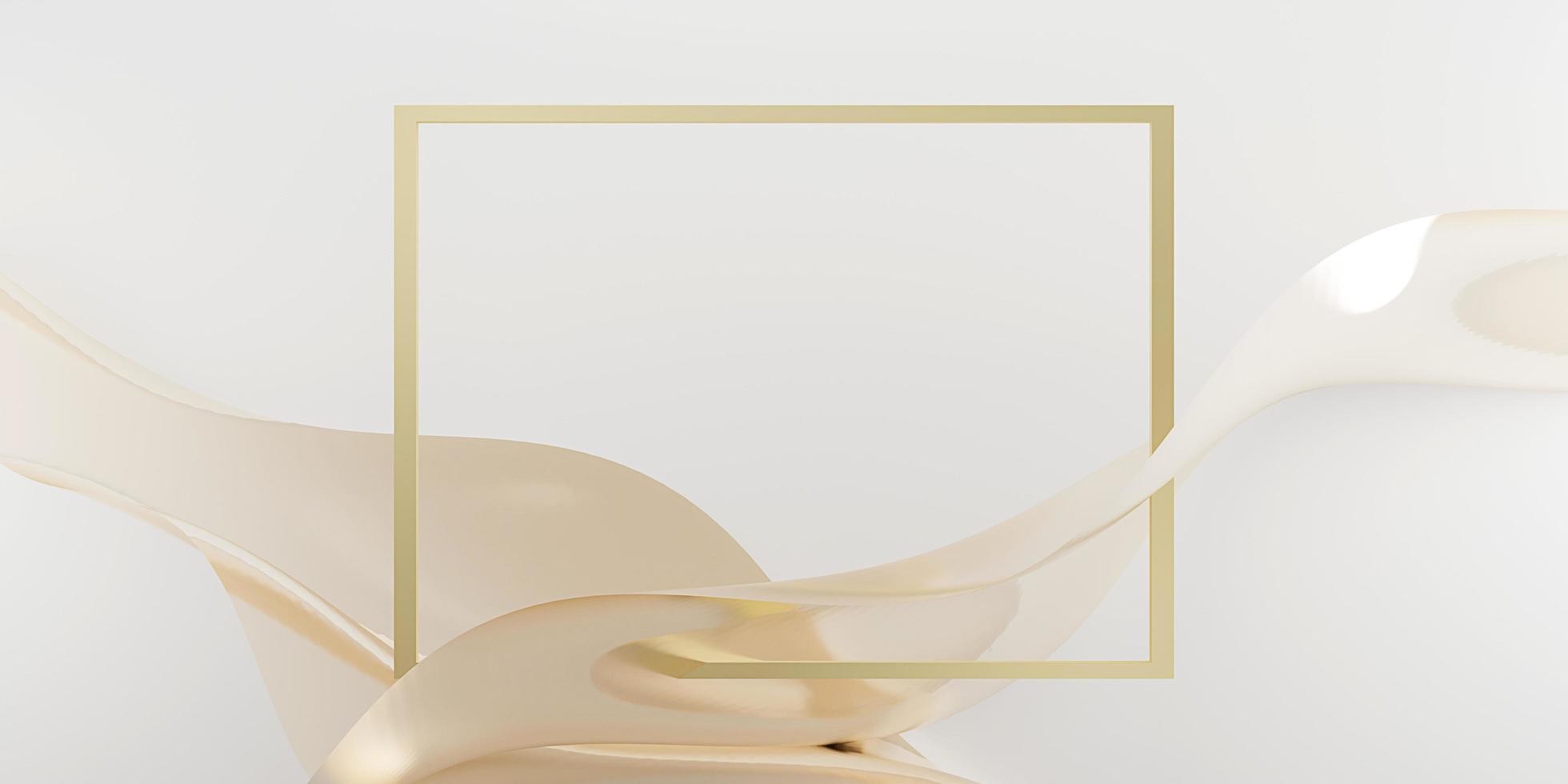 Golden frames and fluttering sheets texture background Decorative banner 3D illustration photo