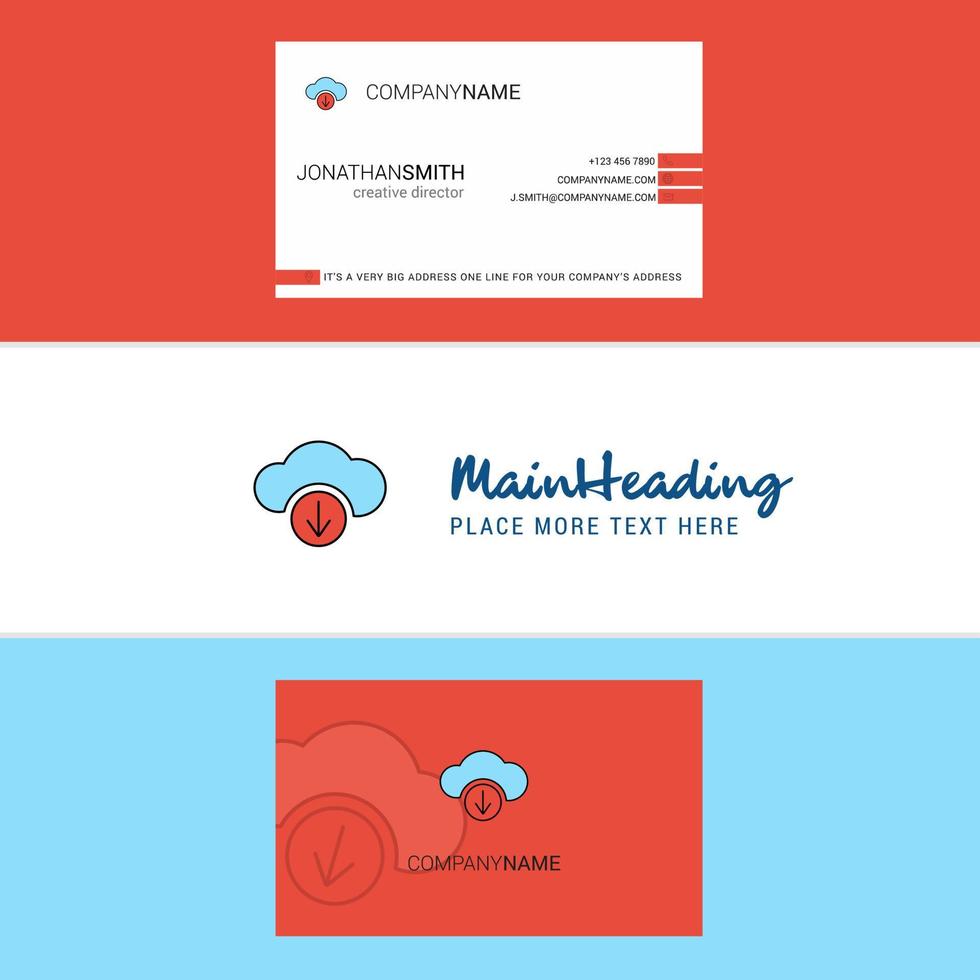 Beautiful Downloading Logo and business card vertical Design Vector