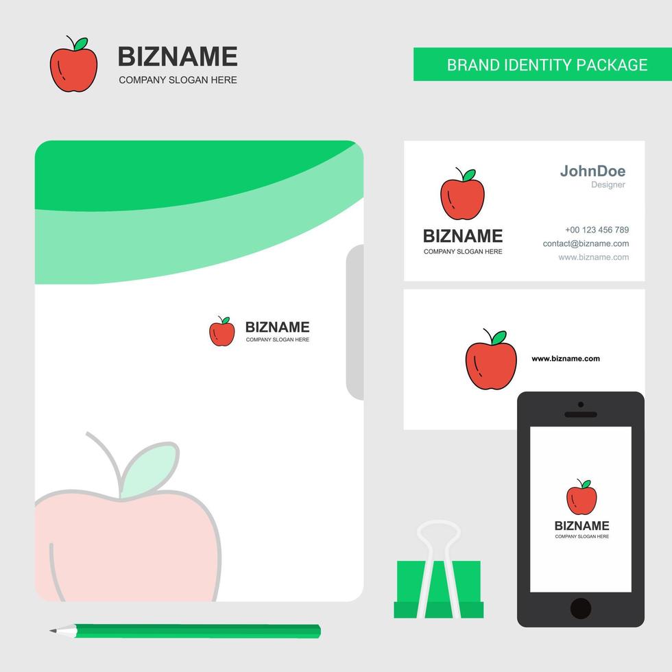 Apple Business Logo File Cover Visiting Card and Mobile App Design Vector Illustration