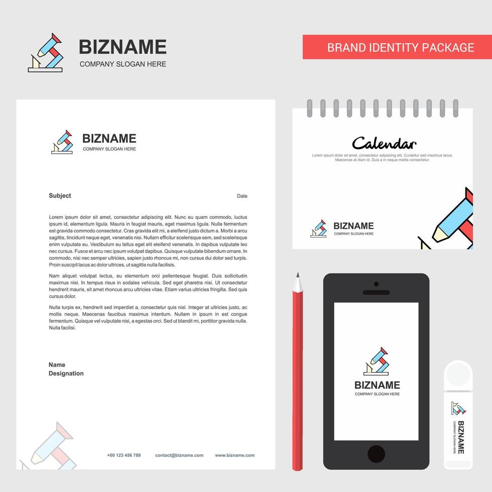 Microscope Business Letterhead Calendar 2019 and Mobile app design vector template