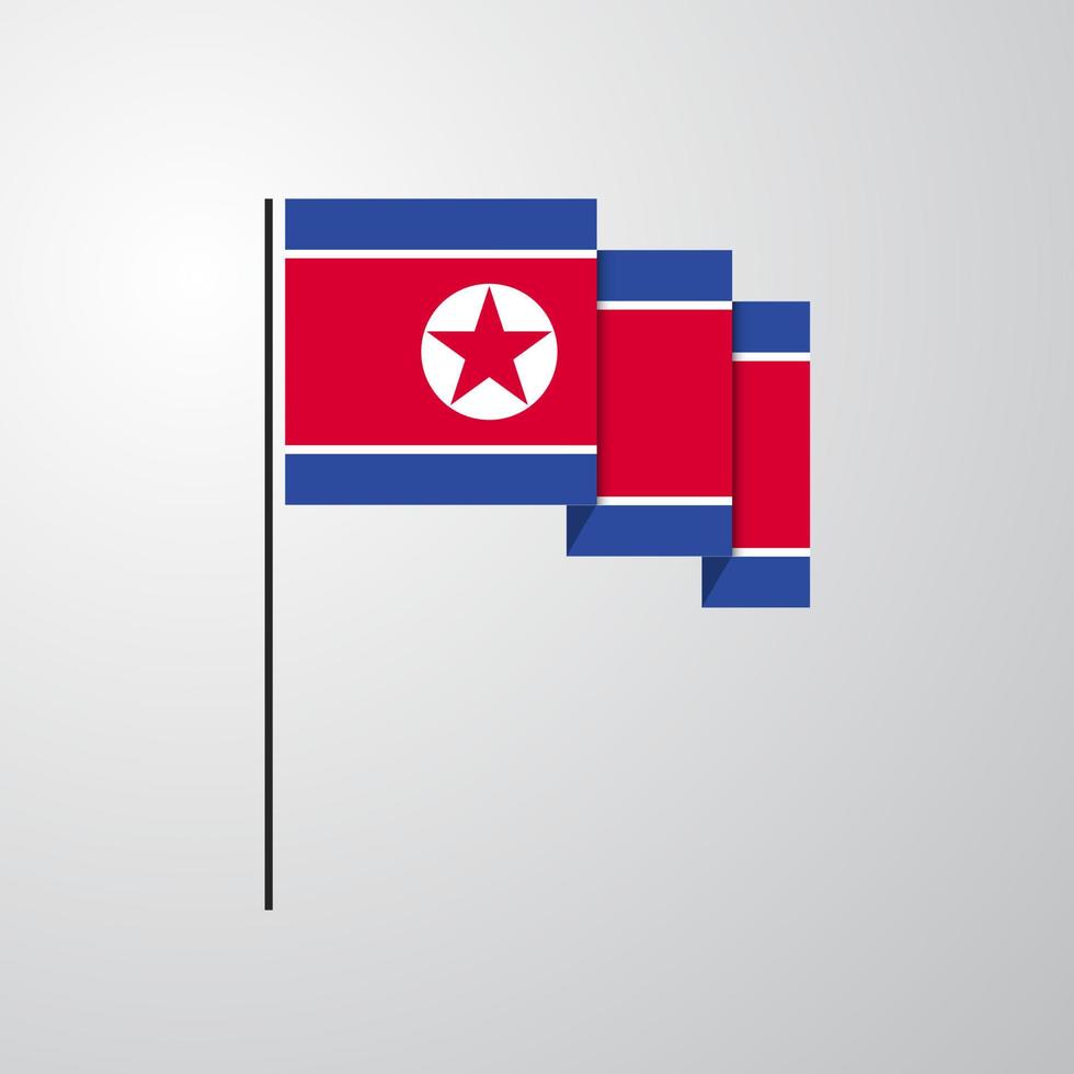 Korea North waving Flag creative background vector