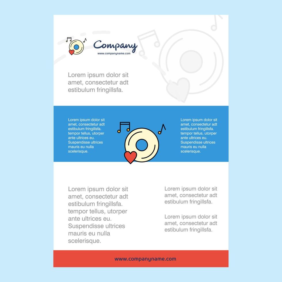 Template layout for Music disk comany profile annual report presentations leaflet Brochure Vector Background