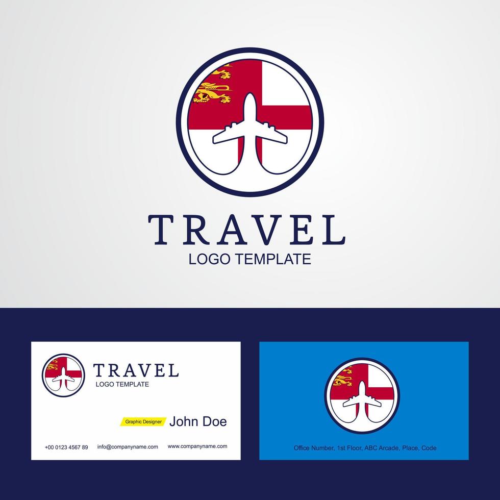 Travel Sark Creative Circle flag Logo and Business card design vector