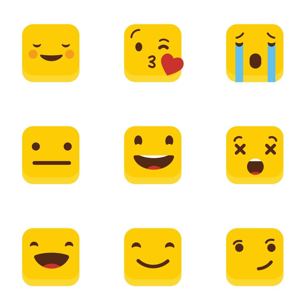 Set of Yellow square emojis design vector
